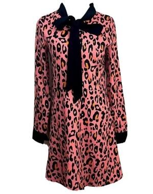 La Roque Leopard Print flutter Dress Size Medium Black AND Pink